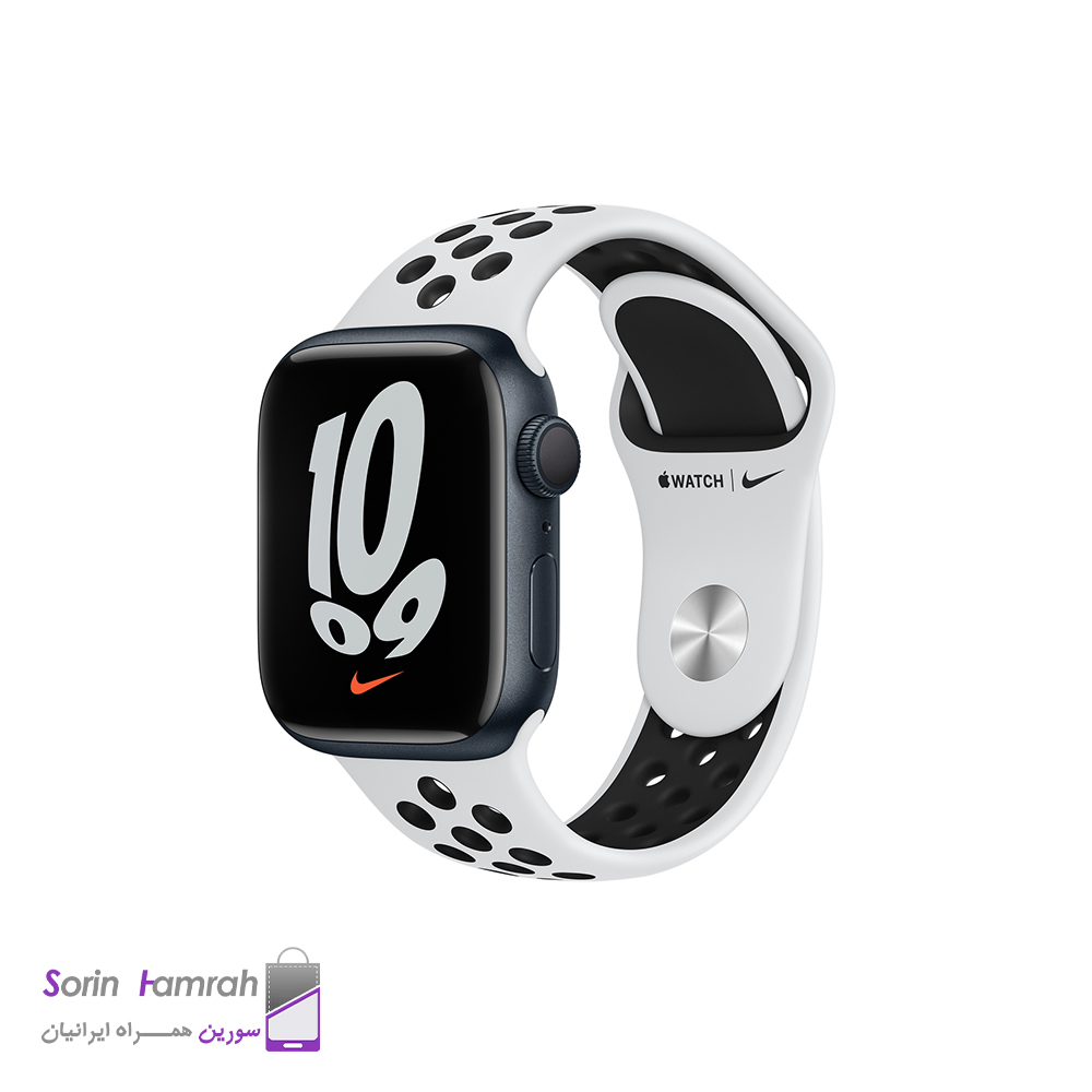 اپل واچ سری 7 مدل نایک 41mm بدنه آلومینیوم با بند سیلیکونی.